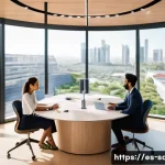 지속가능발전 분야 전문성 강화 - **Prompt:** A diverse group of young, enthusiastic professionals, both men and women, wearing stylis...