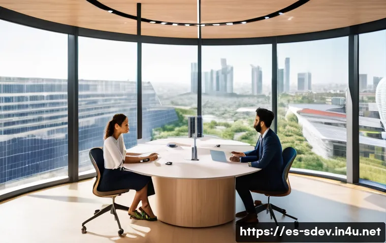 지속가능발전 분야 전문성 강화 - **Prompt:** A diverse group of young, enthusiastic professionals, both men and women, wearing stylis...