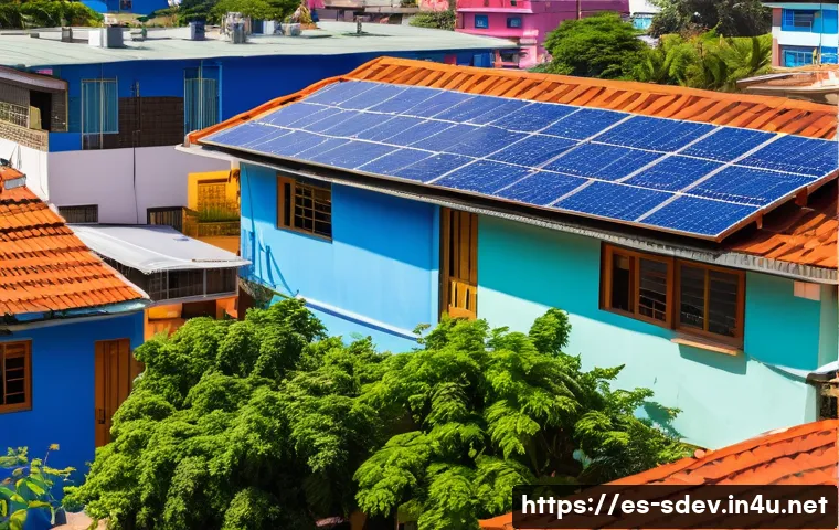 지속가능발전 실기 시험 준비 - A vibrant community scene in a Latin American town showcasing sustainable development principles: di...