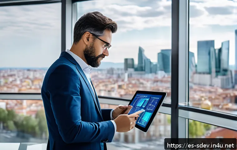 지속가능발전 분야의 연봉 및 직무별 차이 - A professional environmental consultant working in a modern office setting in Madrid, Spain, analyzi...